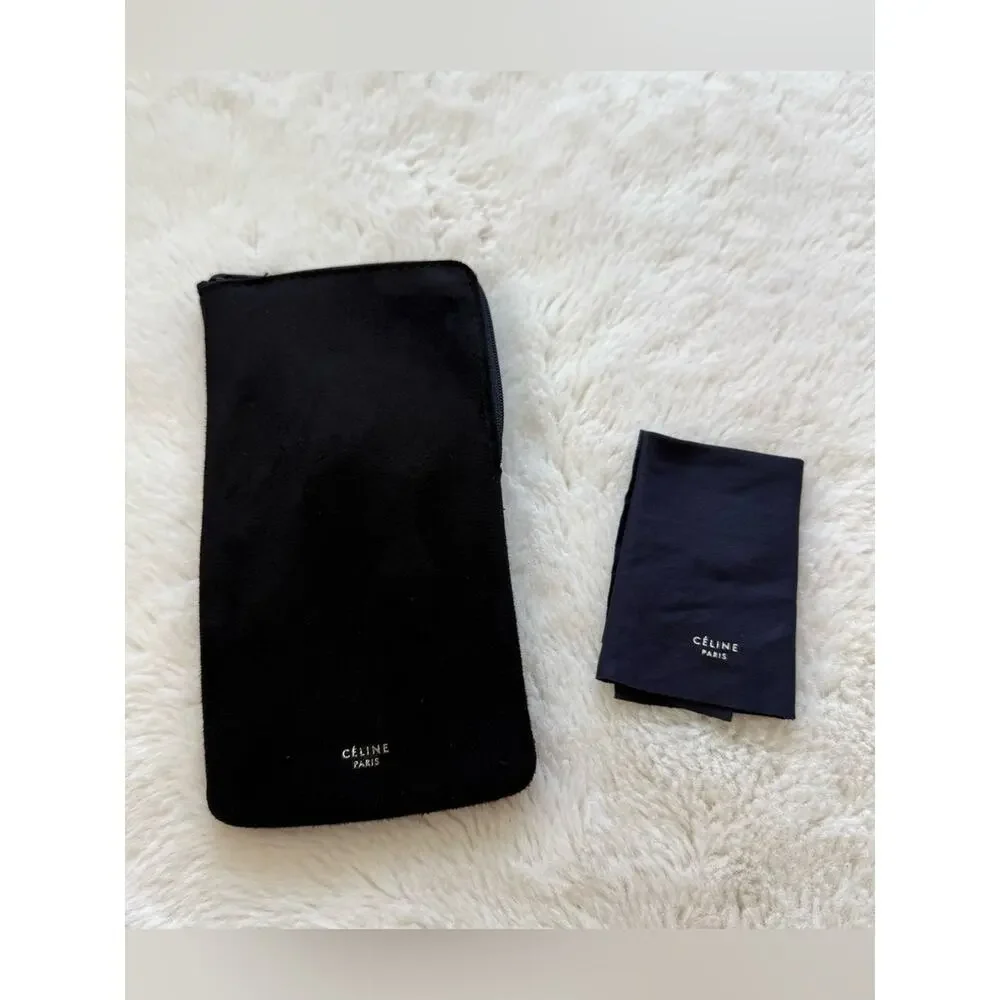 Celine Black Glasses Pouch and Cloth Set